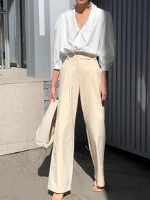 Women's Plain Puff Sleeve Loose Casual Shirt Fall Cloth For Women - White - View 3