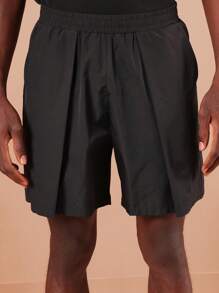 SUMWON Premium Wide Leg Pleated Shorts Athletic Comfort Pull-On Casual Summer Relaxed Fit Bermuda Walking Lounge Modern Urban Men'S Performance Shorts - Black - View 6