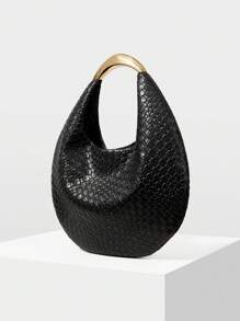 MOTF PREMIUM WOMEN'S SIMPLE ELEGANT EMBOSSED HANDBAG - Black - View 3