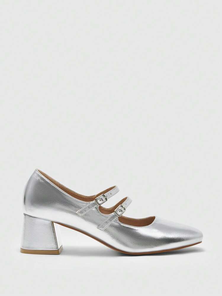 CUCCOO BIZCHIC Simple Women Mary Jane Thick Heel High Heel Pumps, Halloween For Christmas Spring Shoes