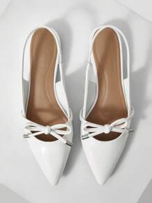 MOTF PREMIUM WHITE POINT TOE SLINGBACK SUMMER FLAT SANDALS - White - View 1