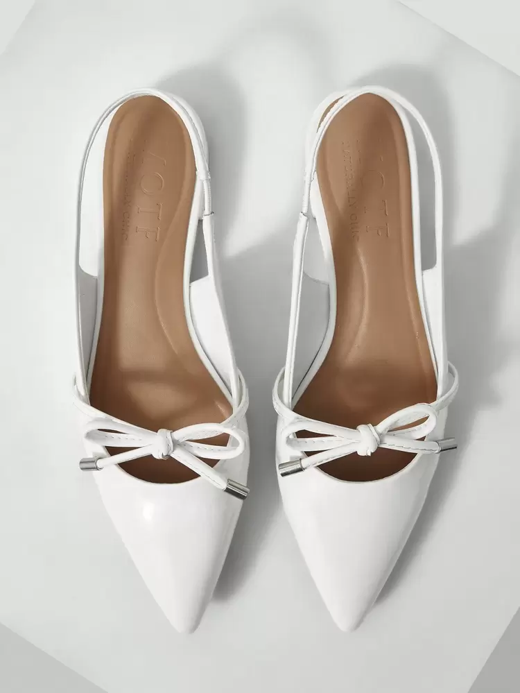 WHITE POINT TOE SLINGBACK SUMMER FLAT SANDALS