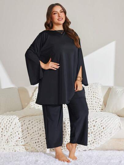 Swim Mulvari 2 件套加大码基本款宽松布基尼套装，中东风格