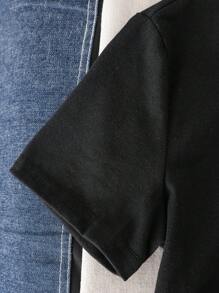 HARRY POTTER X SHEIN 青少年男孩休闲卡通图案短袖 T 恤，适合夏季