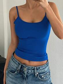 DAZY Women's Casual Versatile Slim Fit Backless Camisole Tops - Royal Blue - View 7