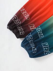2pcs/Set Boys' Fluorescent Gradient Cuffed Pants, Suitable For , Sports, School - Multicolor - View 3