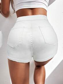 SHEIN ICON Summer Outfits High Waist Skinny Denim Shorts