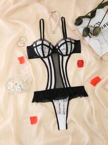 SHEIN Mono de mujer sexy con bloque de color y borde con volantes - Multicolor - Ver 6