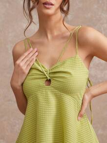 L'Amorae Elegant Double Strap Tiered Summer Sundress, Beach Outfit With Bow Details, Summer Outfits For Women - Green - View 4