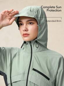 OutZeal Woman Lightweight Cooling Nylon Drawstring Waist Sun Protection Outdoor Jacket With Zipper Pockets Explore Outdoor Hiking