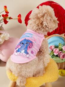 PETSIN 1 件宠物猫/狗复活节蓝色兔子卡通印花舒适透气狗背心，适合所有宠物