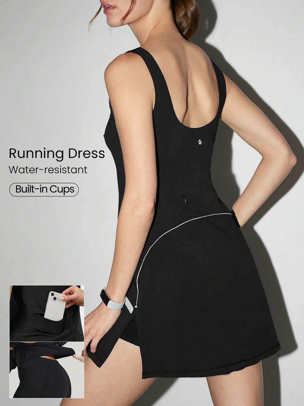running dress with built in shorts GLOWMODE Quick-Dry Tennis Built-In Cups Now Serving Racerback Pleated Peekaboo Dress With Built-In Shorts Side Pockets Running Workout Gym,XXL