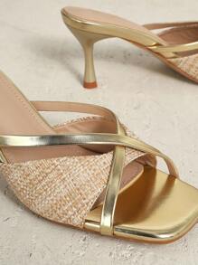 SHUZIA Pantofi de rochie aurii cu vârf pătrat cu toc scăzut