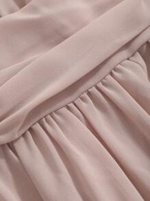 Vestido elegante y minimalista de unicolor con mangas abullonadas, vestido de cóctel de verano, vestido casual para mujer - Rosa Pálido - Ver 7