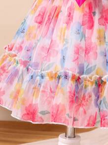 SHEIN Vestito di tulle da principessa con grandi occhi cartoni animati, di colore verde fluo, per bambine da 0 a 3 anni, casual e divertente per uso quotidiano