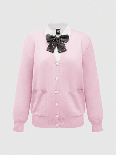 J-Fashion Gyaru Himekaji College Style Casual Cardigan For Women, Pink, Suitable For Spring And Autumn