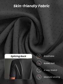 Powerista 女式纯色圆领短袖休闲运动T恤和背心健身衫 - 深灰色 - 查看 3