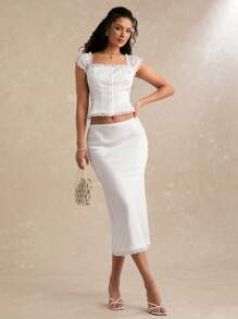 Enchnt تنورة قصيرة بسيطة وأنيقة ذات لون واحد، مناسبة للصيف