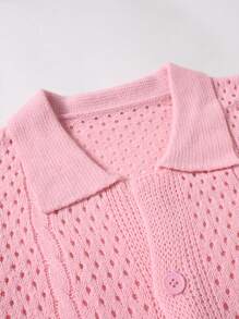 Manfinity Homme 男士纯色针织上衣，简约时尚，适合夏季 - 粉色 - 查看 3