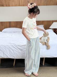 Dazy Kids 2 件 Tween Girl 女童圆领印花短袖套装，春夏，加大码 - 藍色 - 查看 6