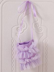 SHEIN Vestido de niña joven elegante de unicolor con cuello halter y flor 3D de malla