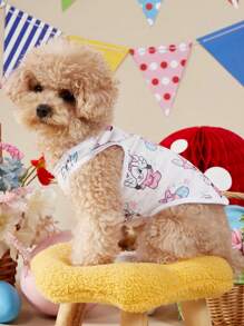 PETSIN 1 件宠物兔子星星卡通印花透气狗背心，适合猫狗，复活节