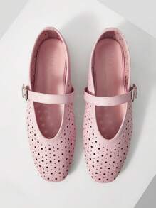 MOTF PREMIUM POINTELLE SQUARE TOE FLATS - Pink - View 1