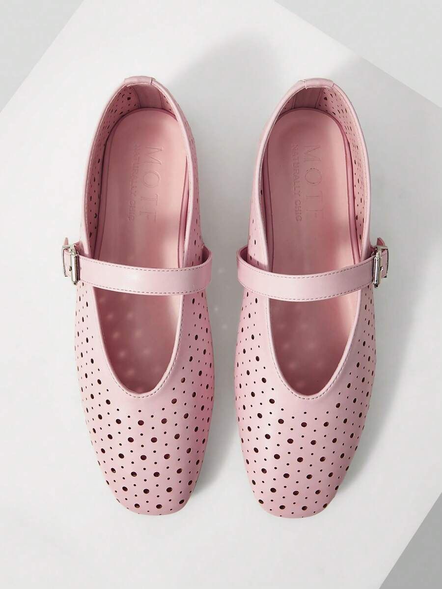 MOTF PREMIUM POINTELLE SQUARE TOE FLATS - Pink - View 1