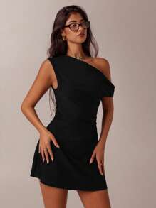 SHEIN Forever 21 Spring&Summer Women Romantic/Prom/Formal/Birthday/90s Clothes/Business Casual Woman/Elegant/Western Wear/Going Out/Fashion/Casual/Y2k Clothes/Club/Office /Cocktail/Vintage/Bodycon/Rave Outfits Festival/Funny/Classy/Old Money/Streetwear/Vacation Outfits/Country Concert Outfit/Work Clothes /Modest/Spring Break/Bachelorette Outfits/Concert/Baddie/Basic/Graduationoff Shoulder/Black Mini Dress - Black - View 6