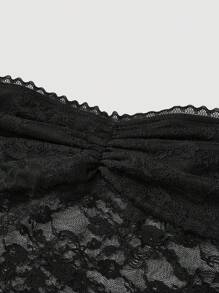 SHEIN MOD Women's Lace See-Through Ruffle Hem Sexy Bralet Top,Western Women,Easter Women,Beach Top,Rave - Black - View 4