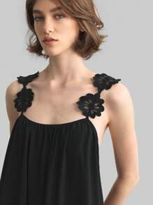 Ontre Vestido largo primavera/verano 2025 de mujer, unicolor, con apliques florales sin mangas, elegante y casual, adecuado para vacaciones, festivales de música, uso diario, Pascua, verano, vacaciones, eventos de bodas