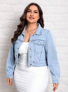Plus Size Denim Jacket, Simple & Fashionable, Suitable For Summer