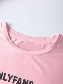 Calvaya ONLYFANS Curse Champagne Print Plus Size Round Neck T-Shirt For Summer & Spring Women's Clothing