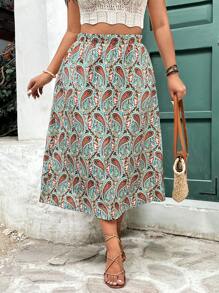 SHEIN Frenchy Plus Size Minimalist Fashionable Skirt, Suitable For Summer - Multicolor - View 1