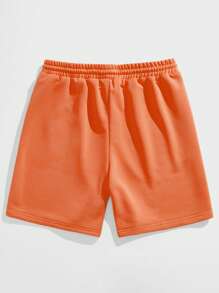 Manfinity Roghcode Shorts amples pour hommes avec cordon de serrage à la taille et imprimé lettres - Orange - Voir 2