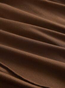 SHEIN MOD Plus Size Women Brown Long Dress With Belt,Extra Long Brown Dress With Belt,  Dress,Holiday Outfits,Outfit,Boho,Long Dress,Sundress,Western Women Outfits,Birthday Dresses For Women - Coffee Brown - View 4