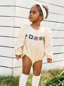 Cozy Pixies Baby Mädchen Herzchen Muster Farbblock Rundhals Langarm Lässig Bodysuit