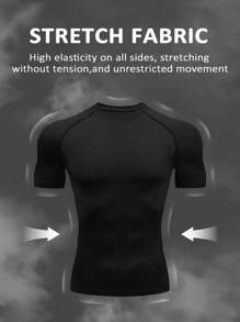 Manfinity Sport Polished Heren Wing Print Ronde Hals Raglan Mouw Korte Mouw Casual Fitness & Workout T-shirt Workout Tops Gym Top Compressie Shirt Ademend