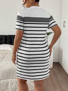 SHEIN Frenchy Vestido de moda sencillo de manga corta para talla grande, adecuado para el verano