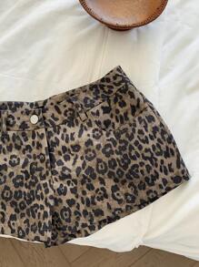 Comfortcana Western Style Music Festival Low Waist Leopard Print Shorts