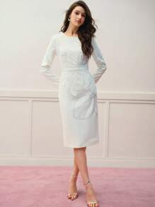 MOTF PREMIUM Vestido con estampado floral y bajo con dobladillo dividido - Albaricoque - View 5