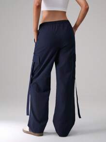 TRNVIE Women's Solid Color Pocket Drawstring Capri/Ankle Length Pants