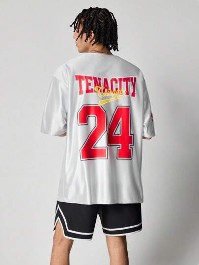 Prep بدلة رجالية مكونة من توب برقبة وأزرار وأكمام قصيرة مع طباعة حرفية وشورت متناسق، بطراز بسيط