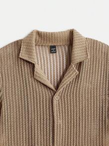 Manfinity RelaxMax Men Solid Lapel Collar Shirt - Brown - View 3