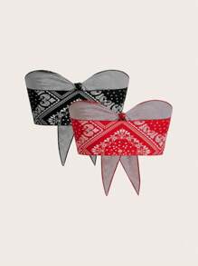 SHEIN ICON 2 件套女士修身系带短款吊带背心 - 紅色和黑色 - 查看 2