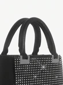 SHEIN ICON 女士手提包，时尚，个性，简约，多功能，甜美酷炫女孩，辣妹，Y2K，青少年，水钻，闪亮，适合鸡尾酒会，派对，舞会，俱乐部，约会，生日，晚会，约会之夜，舞会， - 黑色 - 查看 6