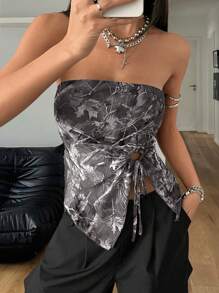 Coolane Women's Spring Casual Cold Shoulder Cargo Style Pullover Top,Rave Top - Black and White - View 6