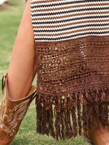 SHEIN VCAY Damskie Paski Okrągły Dekolt Bez Rękawów Boczne Rozcięcie U Dołu Dopasowana Sukienka, Sukienki Boho Dla Kobiet, Sukienki Resort Dla Kobiet, Boho Odzież Damska, Sukienki Codzienne Dla Kobiet, BOHO, Sukienki Damskie Boho, Sukienki Wiejskie Dla Kobiet, Boho