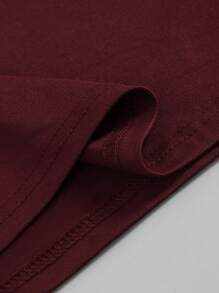 Manfinity Homme Plus Size Men Playing Card Print Round Neck Short Sleeve Casual Slim Fit T-Shirt - Burgundy - View 6