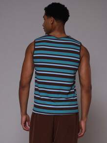 Musero Striped Ribbed Fitted Sleeveless Tank Top For Spring Summer Vacation